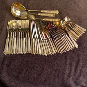46 piece gold color silverware Gold electroplated